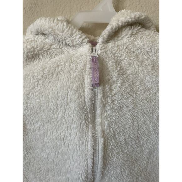 Cat & Jack Ivory 3D Unicorn Horn Hair Ears Zip Up Girls’ Plush Hoodie Jacket 4/5 - Picture 2 of 5